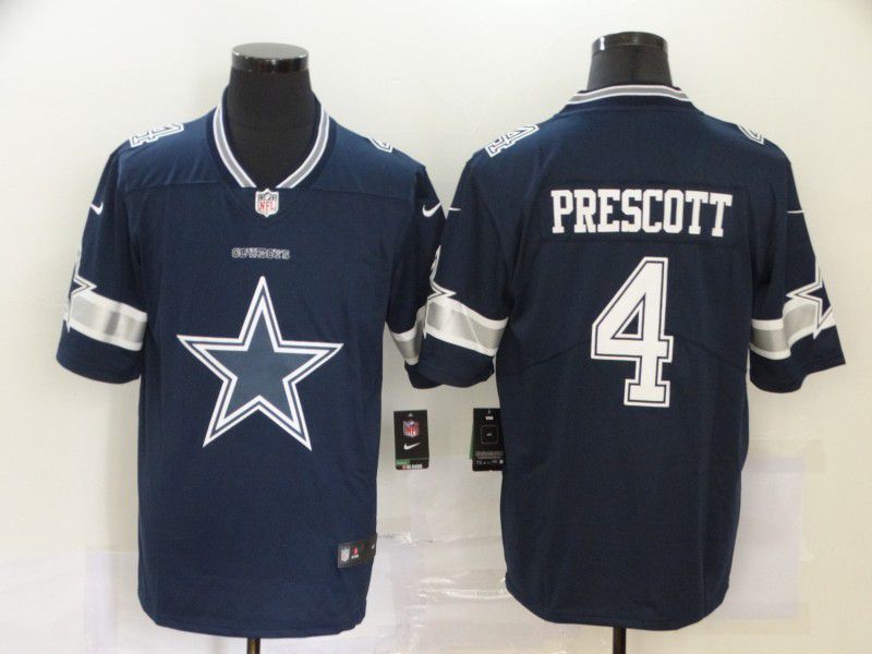 Men Dallas cowboys #4 Prescott Blue Nike Team logo fashion NFL Jersey->detroit lions->NFL Jersey